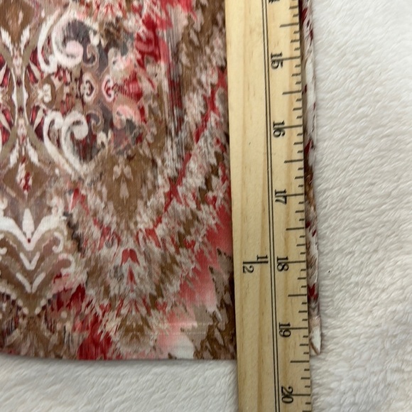 Chico's Pink and Cream 3/4 Sleeve Tie Front Blouse - Picture 9 of 10